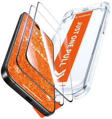 TORRAS frontal del protector y empaque mostrando compatibilidad iPhone 17 Pro Max