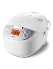 TOSHIBA front view with digital display showing easy operation and reliable cooking