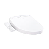 TOTO WASHLET S2 vista frontal del asiento mostrando diseño alargado y limpieza superior