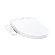 TOTO WASHLET S2 vista frontal del asiento mostrando diseño alargado y limpieza superior