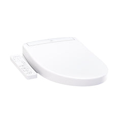 TOTO WASHLET S2 vista frontal del asiento mostrando diseño alargado y limpieza superior