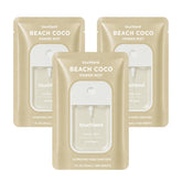 Touchland front packaging showing three Beach Coco travel mists and convenience