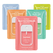 Touchland front packaging showing five travel-size mists and easy portability