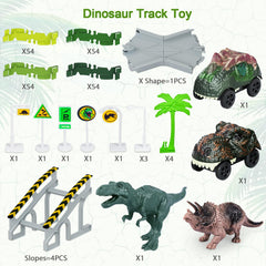 Toyk overhead view of assembled dinosaur track for layout ideas
