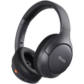 TOZO HT3 front view showing sleek earcups and logo, clear design for travel