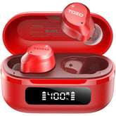 TOZO NC9 front view showing earbuds and case, highlighting design and portability