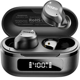 TOZO NC9 frontal con estuche mostrando diseño y comodidad