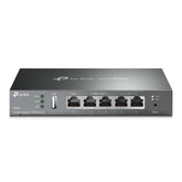 TP-Link ER605 V2 vista frontal mostrando indicadores LED y diseño compacto, rápida identificación