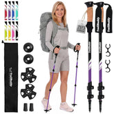 TrailBuddy empaque frontal mostrando bastones compactos y listo para viaje