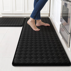 TranquilRelax vista frontal de ambas alfombrillas en negro mostrando diseño y proporción