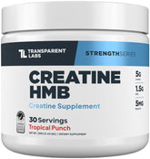Transparent Labs envase frontal mostrando Creatine HMB y ventaja de fuerza