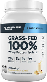 Transparent Labs envase frontal sabor Vainilla Peanut Butter mostrando ingredientes naturales y beneficio de proteína limpia