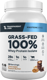 Transparent Labs front label showing chocolate peanut butter flavor and benefits