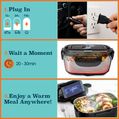 TRAVELISIMO lonchera en uso sobre escritorio ofreciendo comida caliente saludable