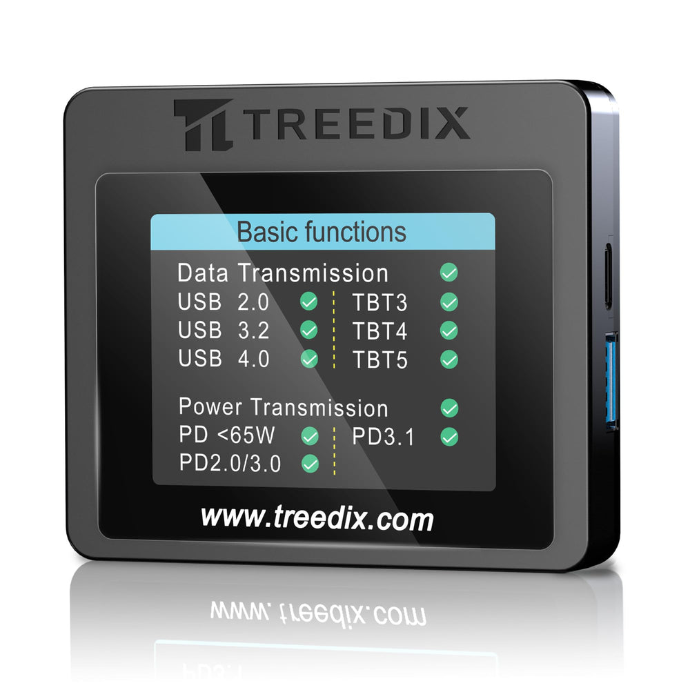 Treedix frontal del dispositivo mostrando interfaz clara y rápido diagnóstico