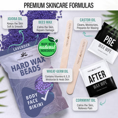 Tress Wellness waxing sticks and wipes arranged for clean, precise application
