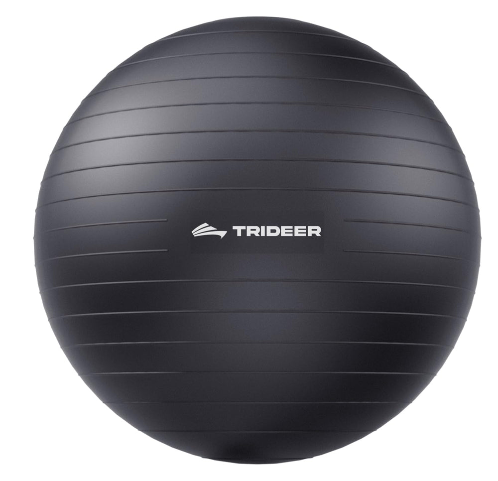 Trideer front packaging view showing stability ball and included pump for quick setup