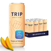 TRIP lata frontal de mango tropical mostrando sabor y baja calorías