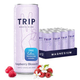 TRIP front can showing raspberry blossom artwork and refreshing appeal