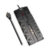 TRIPP LITE regleta frontal mostrando 12 tomas y orden