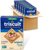 Triscuit empaque frontal mostrando galletas orgánicas y beneficios naturales