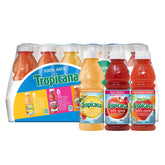 Tropicana front packaging showing 24-bottle variety pack and convenience benefits