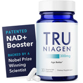 TRU NIAGEN front bottle showing label and 30 servings, signaling easy daily use