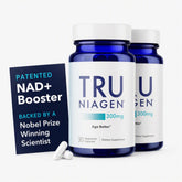 TRU NIAGEN front packaging showing bottle and label, highlights potency benefits