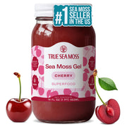 TrueSeaMoss cherry front packaging showing jar and label, easy grab-and-go