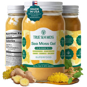 TrueSeaMoss front jar view showing clear glass and label, highlighting convenience