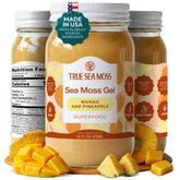 TrueSeaMoss front packaging mango pineapple showing jar and label benefits