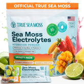TrueSeaMoss front packaging showing stickpacks and brand for clear product identification and convenience