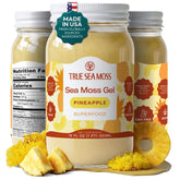 TrueSeaMoss front jar showing pineapple sea moss gel and ready-to-use convenience