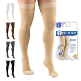 Truform frente del empaquetado mostrando medias muslo alto y color beige, ideal para compra informada
