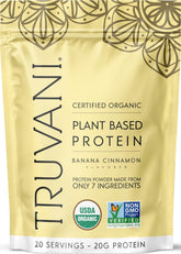 Truvani envase frontal Banana Cinnamon mostrando sabor y beneficio nutritivo