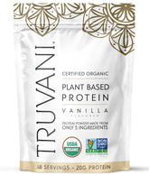 Truvani front packaging showing vanilla protein and clear labeling benefit clarity