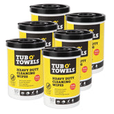 Tub O' Towels TW90 canister front view showing resealable lid and branding for fast access