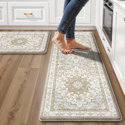 tubeamin front view of boho kitchen mats showing pattern and color for style