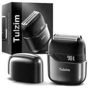 Tulzim afeitadora frontal mostrando diseño ergonómico y beneficio de agarre cómodo