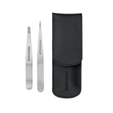 Tweezerman juego frontal mostrando pinzas y estuche para precisión y protección