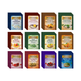 Twinings frente del paquete mostrando variedad de sabores y conveniencia