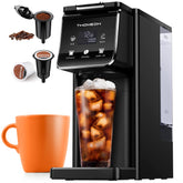 TWOMEOW vista frontal de la cafetera mostrando controles y diseño compacto para ahorro de espacio