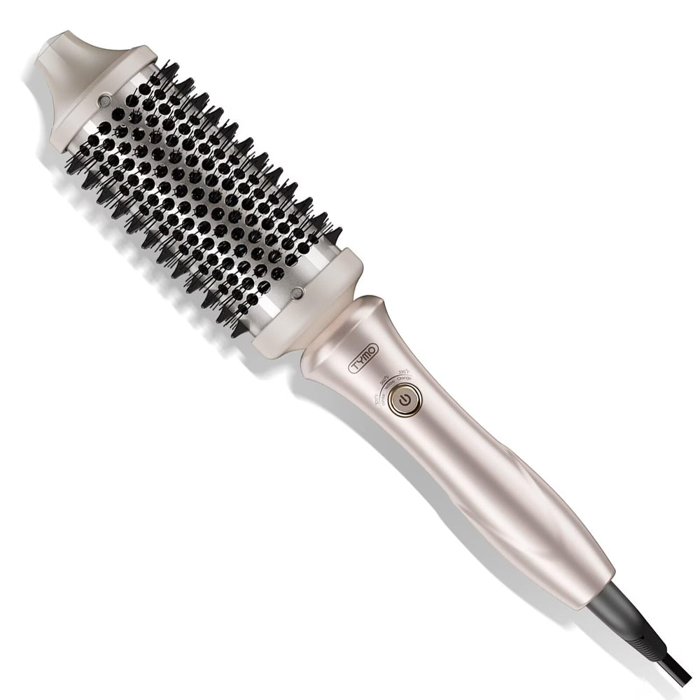 TYMO STYLUX vista frontal del cepillo oro con barril cerámico para peinados rápidos