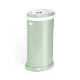 Ubbi steel diaper pail sage front view showing compact design and odor control