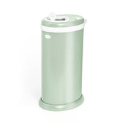Ubbi steel diaper pail sage front view showing compact design and odor control