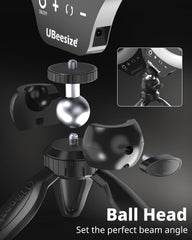 UBeesize close-up of ring light touch panel showing easy brightness control