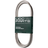 UDC Mower Belts vista frontal del empaque mostrando la correa y ajuste claro