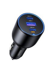 UGREEN front view of car charger showing ports and compact profile for fast charging