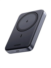 UGREEN magnetic power bank front view showing sleek silicone finish and magnet alignment benefit