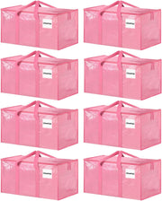 ukeetap front view of eight pink bags showing quantity and storage benefit